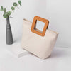 Autumn new leather portable stitching canvas vegetable basket to work large capacity portable tote bag women