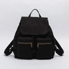 Pure color casual canvas bag backpack Korean style drawstring college backpack (Black)