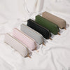 Korea simple triangle leather pencil bag male and female large capacity student stationery bag makeup powder brush pen bag