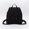 Pure color casual canvas bag backpack Korean style drawstring college backpack (Black)