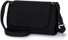 Functional Multi Pockets Lightweight Medium Crossbody Bags Purses for Women Ladies Double Zipper Shoulder Messenger Bag (Black)