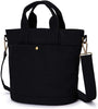 Women Canvas Tote Handbags Casual Shoulder Work Bag Crossbody-YONBEN (Black)