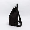 Pure color casual canvas bag backpack Korean style drawstring college backpack (Black)