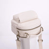 Designer Small Shoulder Bag for Women, Mini Crossover Cross Body Purse Round Handbag Double Compartment Zipper (Beige)