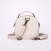 Designer Small Shoulder Bag for Women, Mini Crossover Cross Body Purse Round Handbag Double Compartment Zipper (Beige)