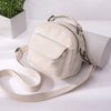 Designer Small Shoulder Bag for Women, Mini Crossover Cross Body Purse Round Handbag Double Compartment Zipper (Beige)
