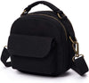 Designer Small Shoulder Bag for Women, Mini Crossover Cross Body Purse Round Handbag Double Compartment Zipper (Beige)