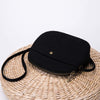 Small Purse Fashion Satchel for Women Cotton Canvas Top zip Crossbody Bag Saddle Shoulder Bag with Long Adjustable Strap (Black)
